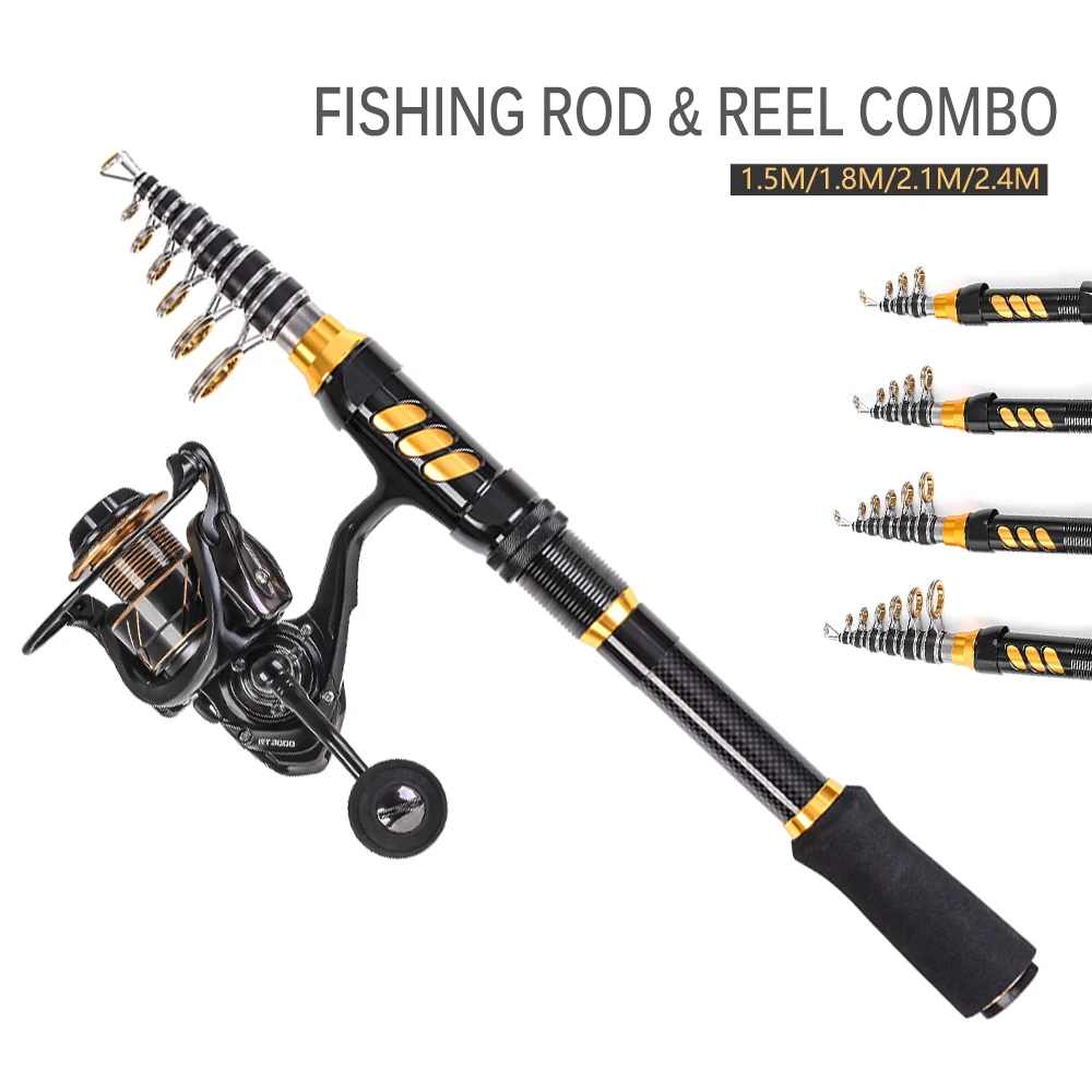 Рыболовные комплекты телескопическая удочка и катушка Удочка из углеродного