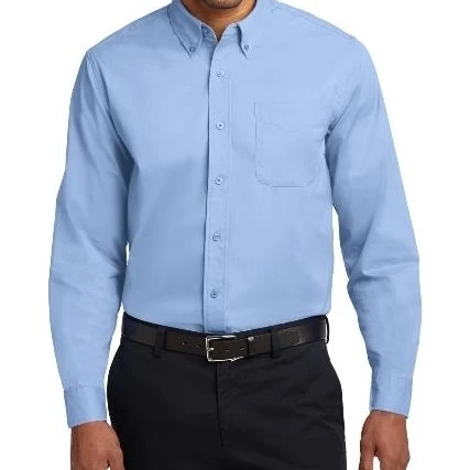 Port Authority S608 Mens Long Sleeve Easy Care Shirt Light Blue &amp Stone - Medium |