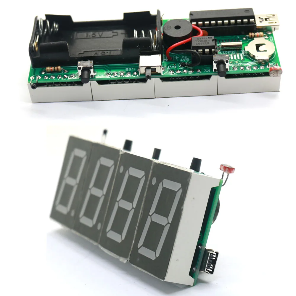 Electronic DIY Kit 1 inch digital tube Clock High precision DS3231 4-digit Display with Case Diy | Электроника