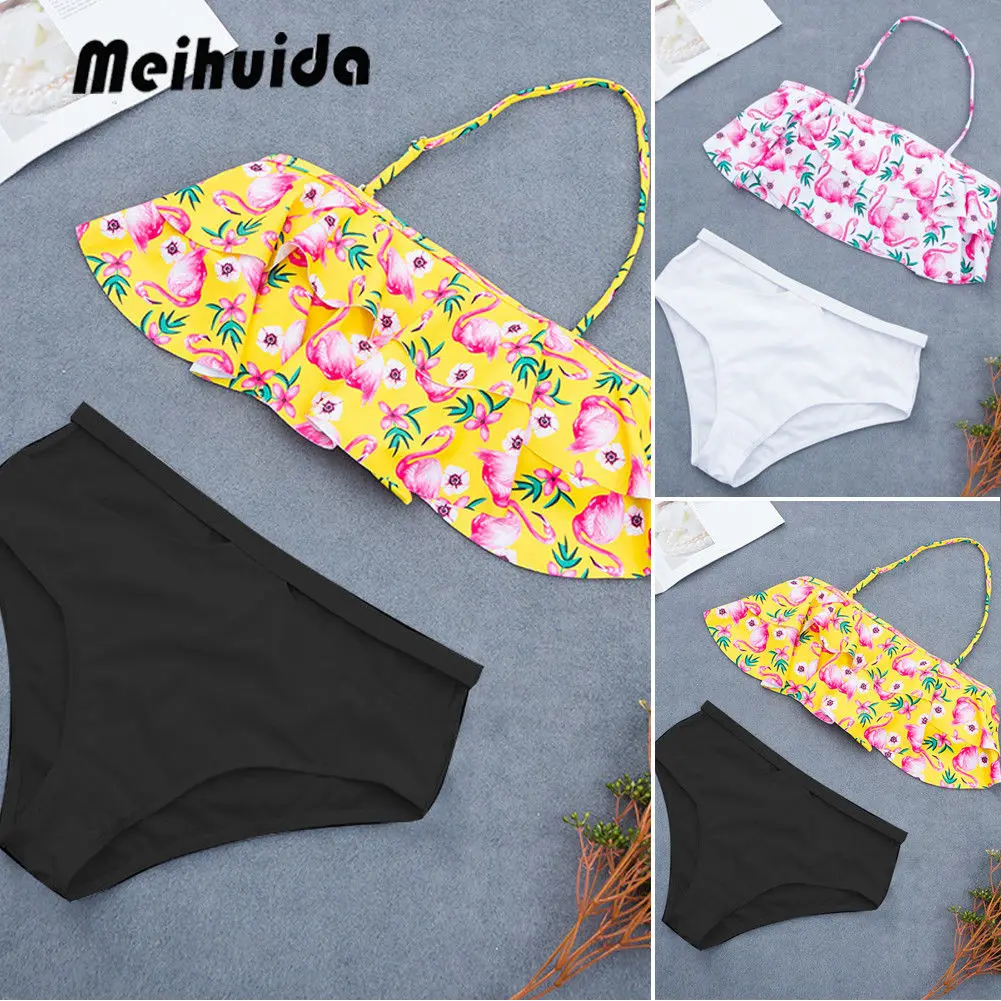 

Ruffles High Waist Bikini Swimsuit Women Swimwear 2019 New Summer Beach Bathing Suit Push-up Padded Flower Biquini Swimming Suit