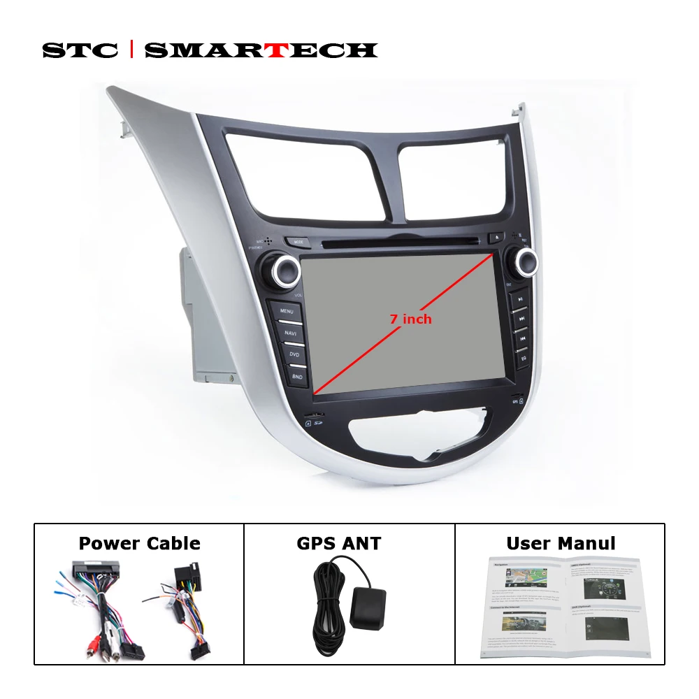 Автомобильный dvd плеер SMARTECH 2 Din Android 7 1 gps навигация Автомагнитола для Hyundai Solaris accent