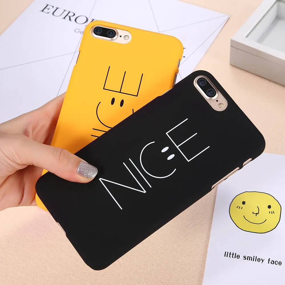 KISSCASE Simple Patterned Cases For iPhone 6S 6 7 8 Cover Cool Word Smiley PC Phone Shell Plus Capa |