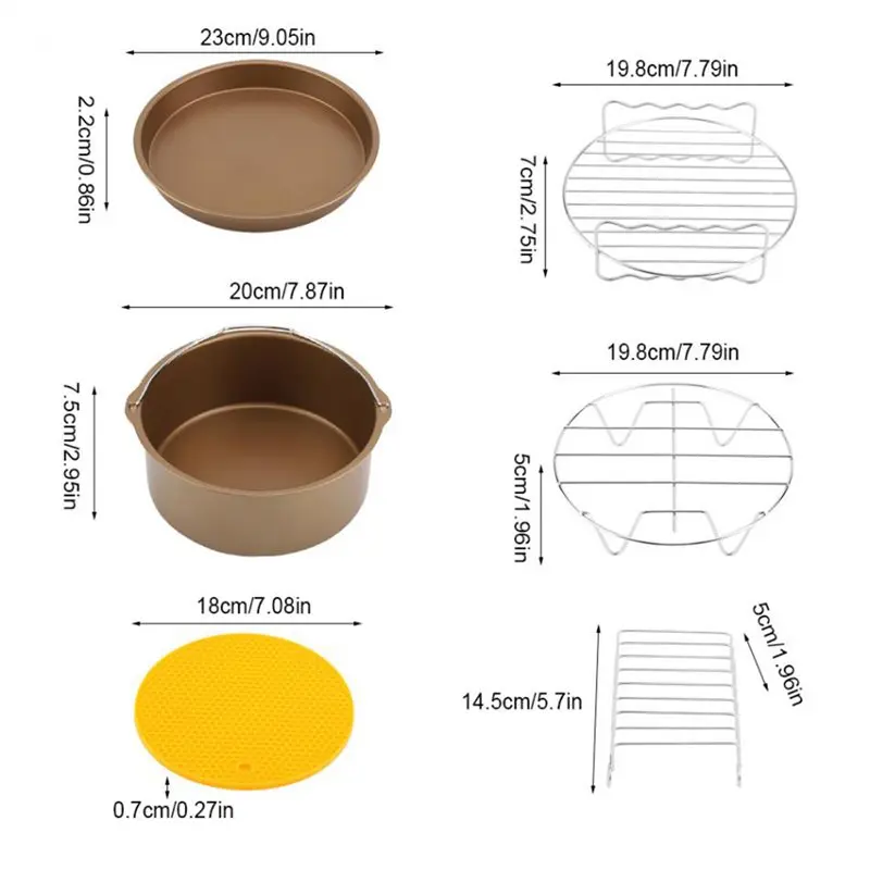 Аксессуары для воздушной фритюрницы 8 дюймов 9 штук Воздушная фритюрница торта