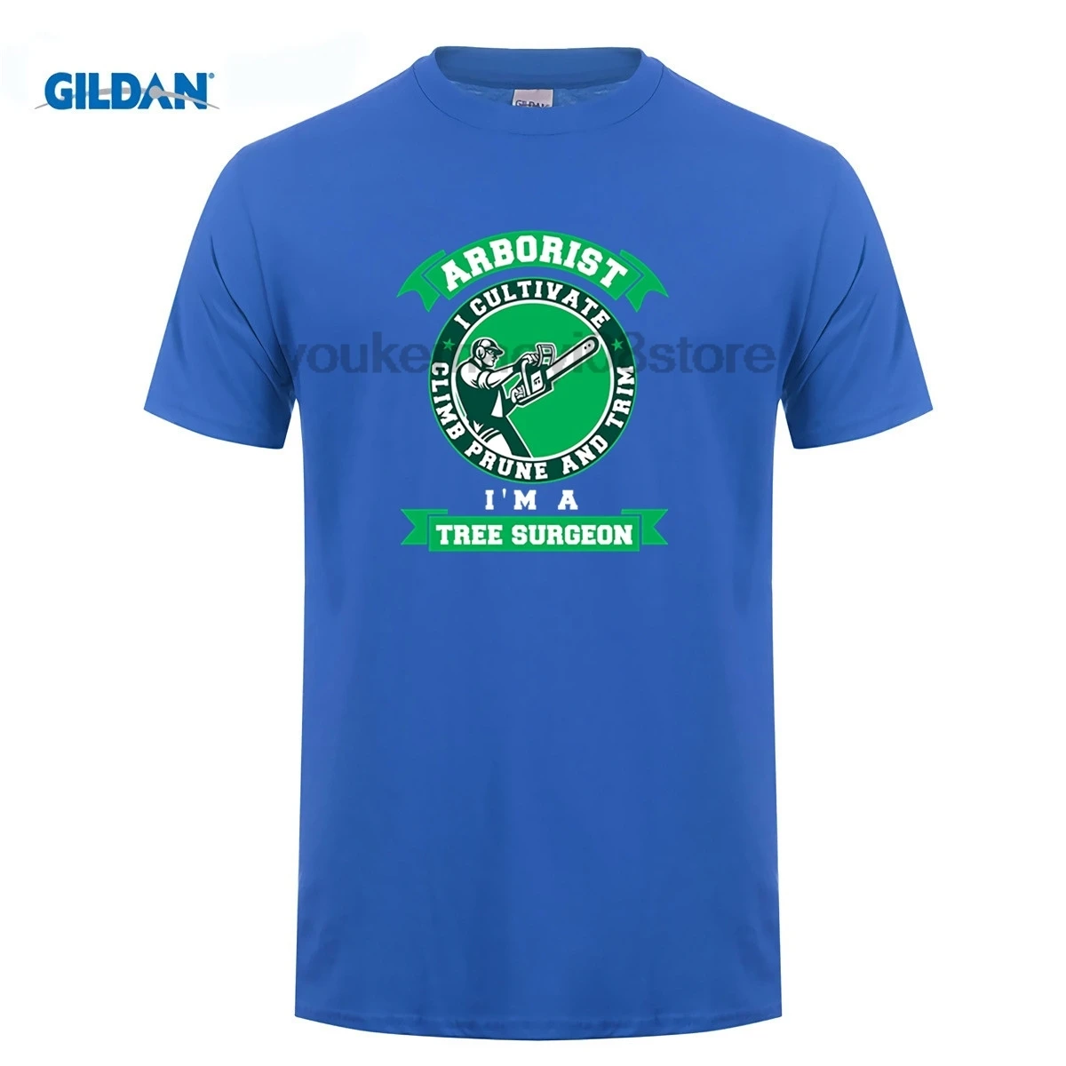 GILDAN хлопковая Футболка с круглым вырезом и принтом Arborist I cultiate climb prune and trim Im a tree