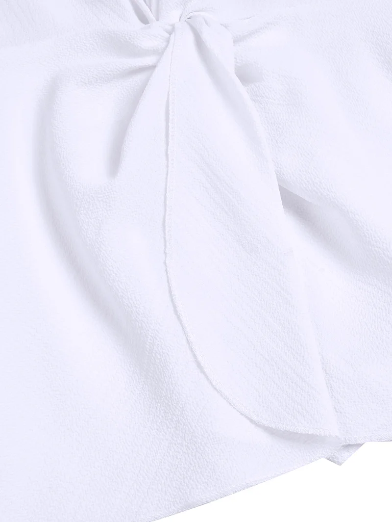 Kenancy Butterfly Sleeve V Neck Twist Blouse Women Spring Summer Casual Blouses Solid Color Black White Ladies Shirts 2019 | Женская
