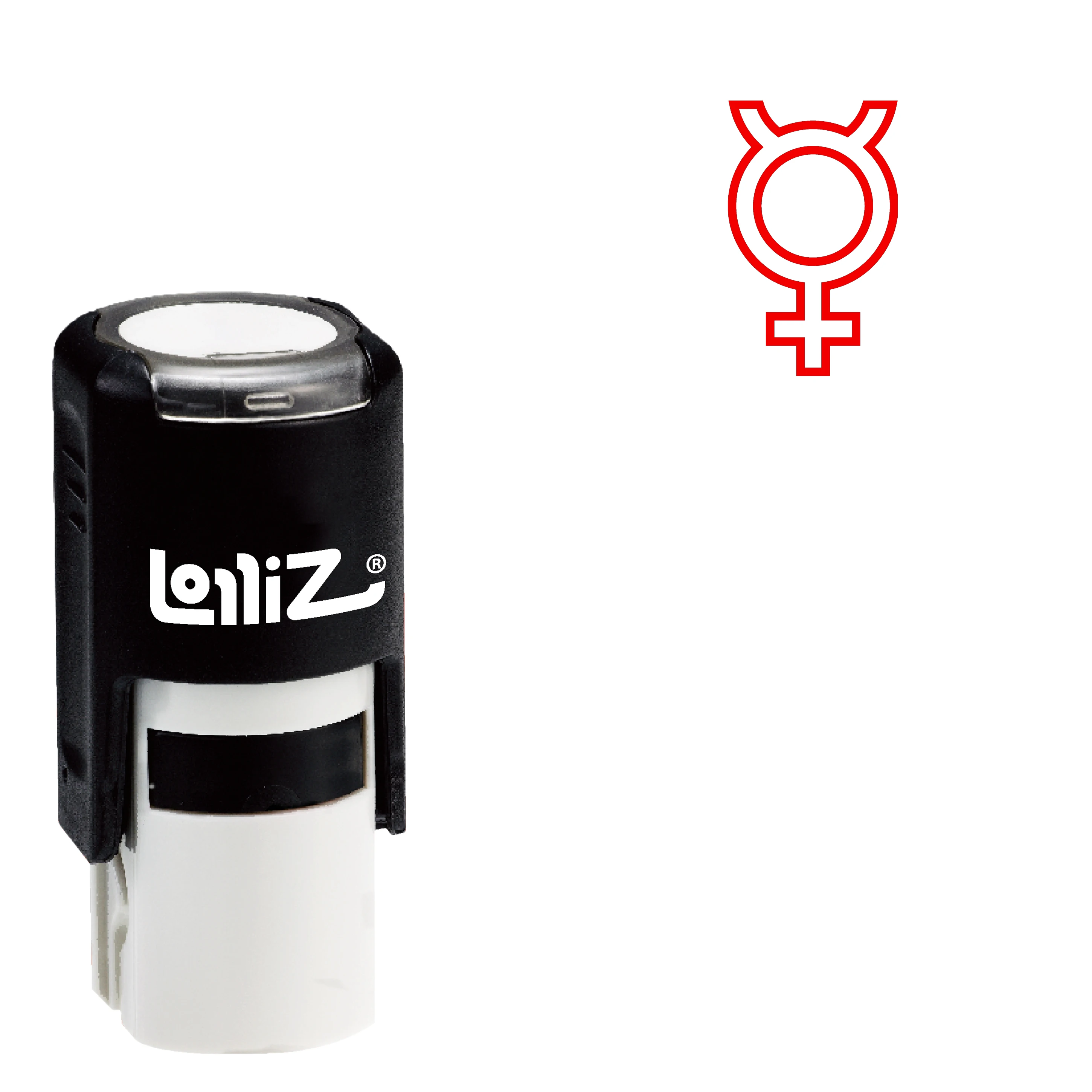 LolliZ Planetary Symbol Series Outline Style - Mercury Self-Inking Rubber Stamp