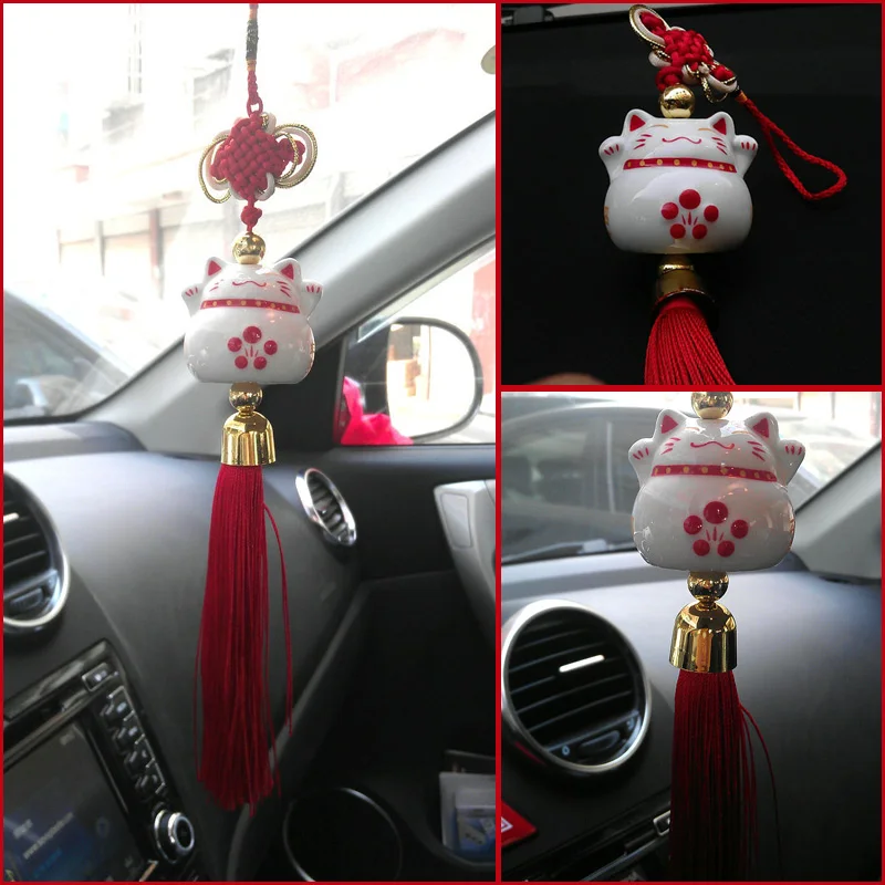 Китайский керамический подвесной орнамент Lucky Cat автомобильный декор