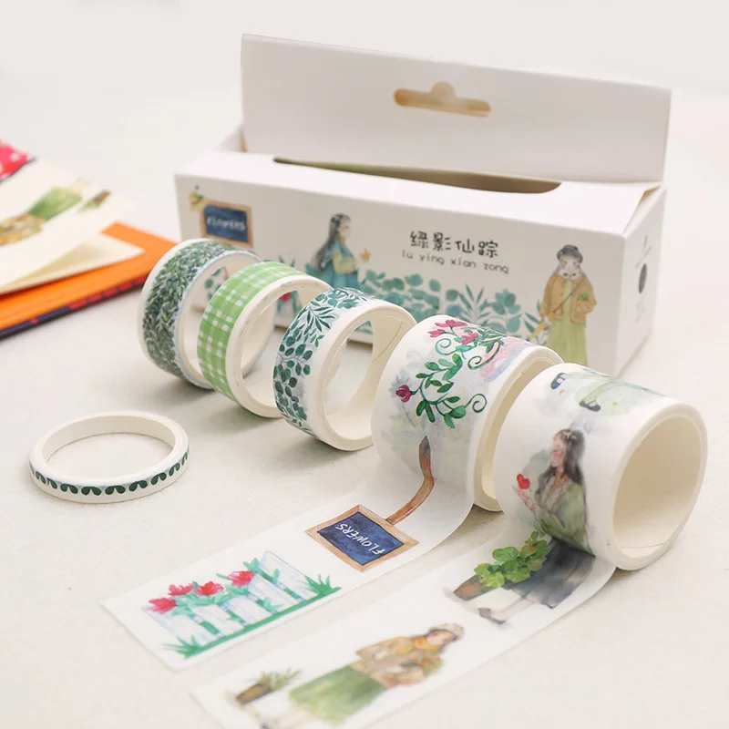 8Pcs Cute Whale Masking Tape Kawaii Cherry Washi Plant Decorative Adhesive For Kids Scrapbooking Diary Photos Albums | Канцтовары для