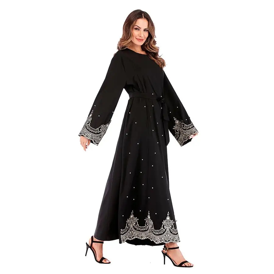 Женское облегающее платье Кафтан Abaya в Дубае кружевное Макси хиджаб с бисером