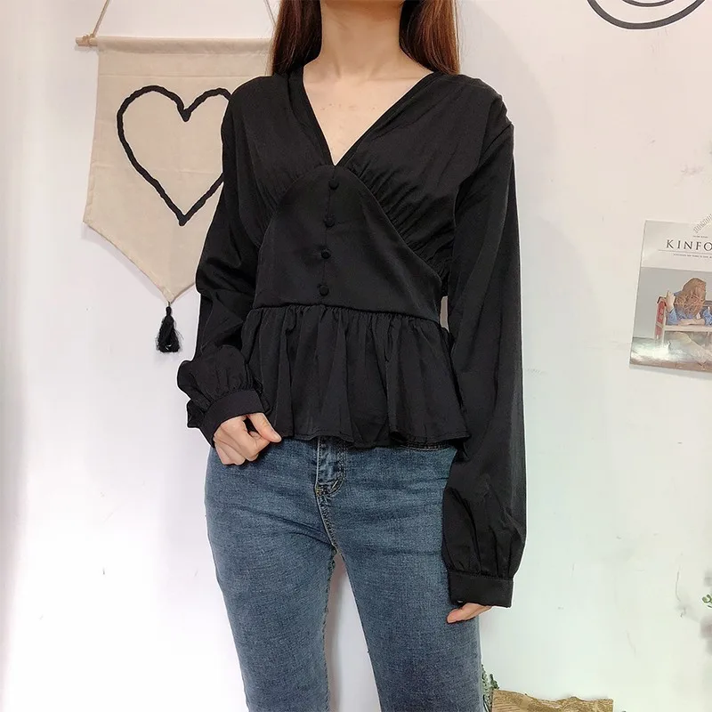 TWOTWINSTYLE весенние модные рубашки для женщин с v-образным вырезом и длинными