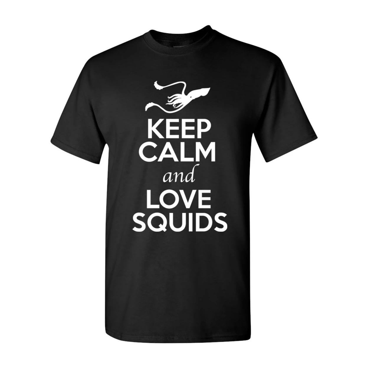 Keep Calm And Love кальмары для любителей животных взрослая футболка 2386 | Мужская одежда