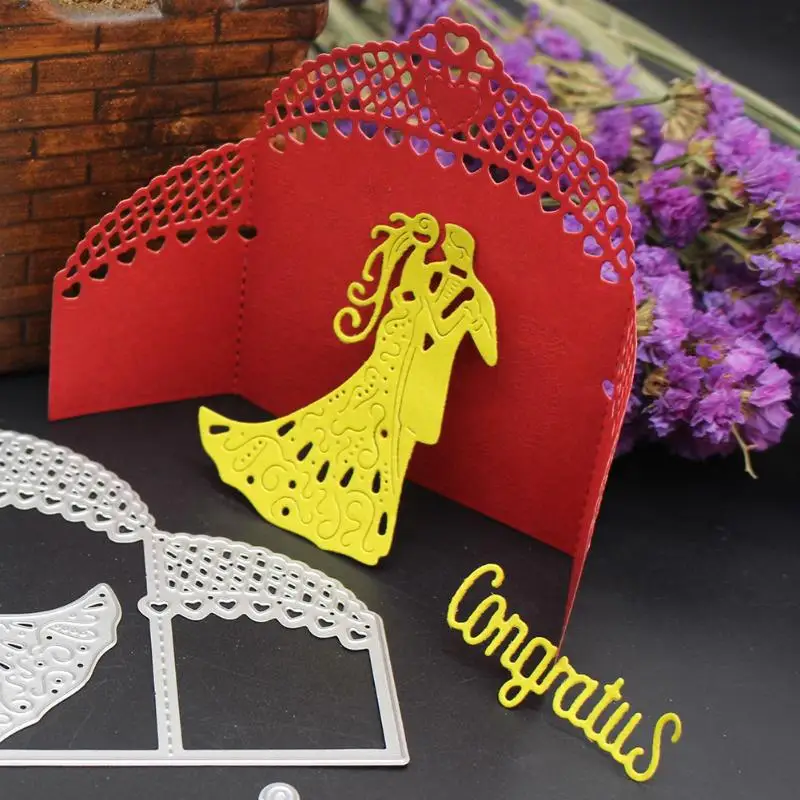 3 шт. невеста жених Свадебные резка умирает Трафаретный Скрапбукинг карты