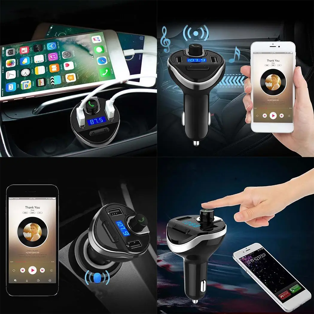 Wookray автомобильный fm передатчик Bluetooth двойной зарядное устройство usb
