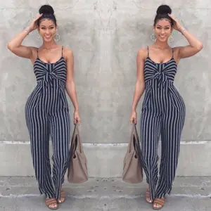 Женский Летний комбинезон без рукавов, модный пикантный комбинезон в полоску для вечеринок