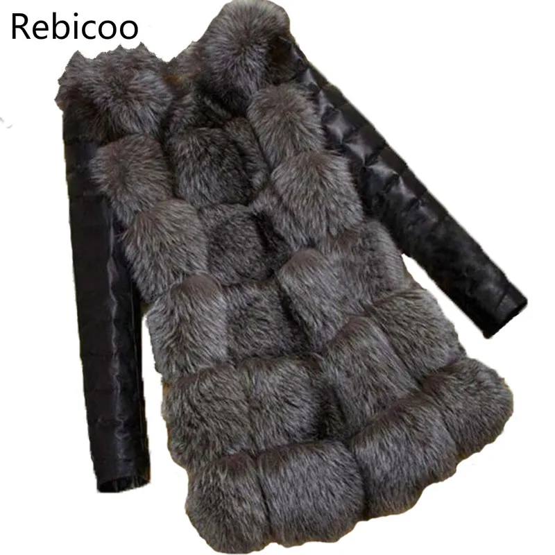 Женское пальто из искусственного меха Rebicoo куртка с длинным рукавом модный жилет
