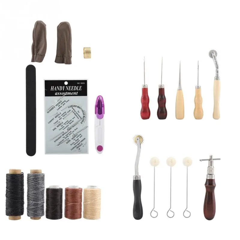 Хит продаж 18 шт./компл. инструменты для шитья кожи набор вырезания групов