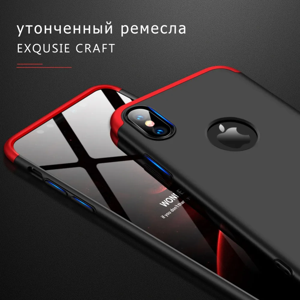 BALMORA 360 Degree Full Protection Case For iPhone X Xs Max 3 in 1 PC Hard Phone Cases 5 5S 6 6s 7 8 Plus Fundas Capa |