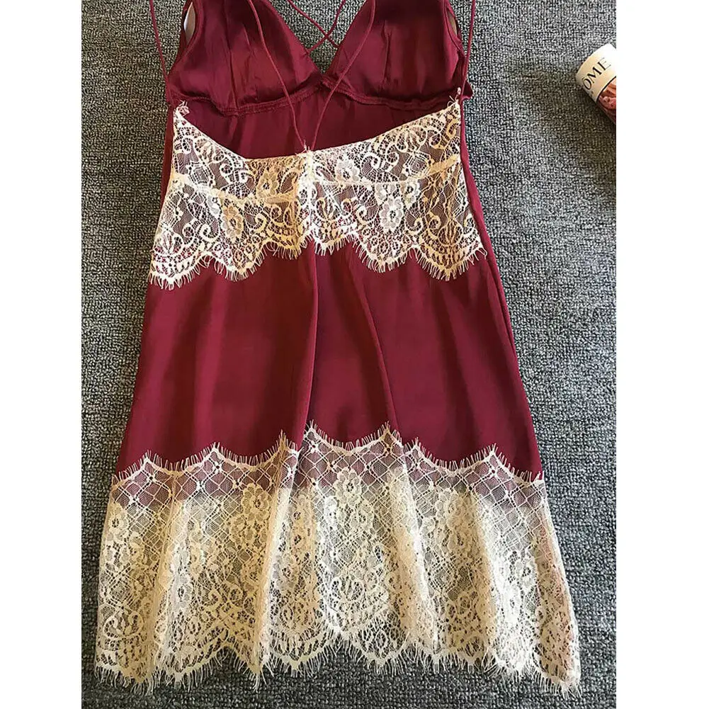 2019 Новые горячие Для женщин атласные шелковые ремень ночное белье ночная рубашка