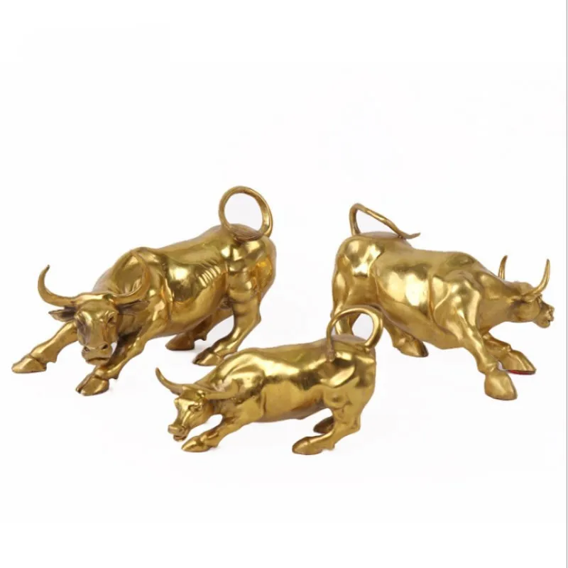 Фигурка быка из латуни Уолл-стрит фигурка зарядки Фондовый рынок статуя Feng Shui