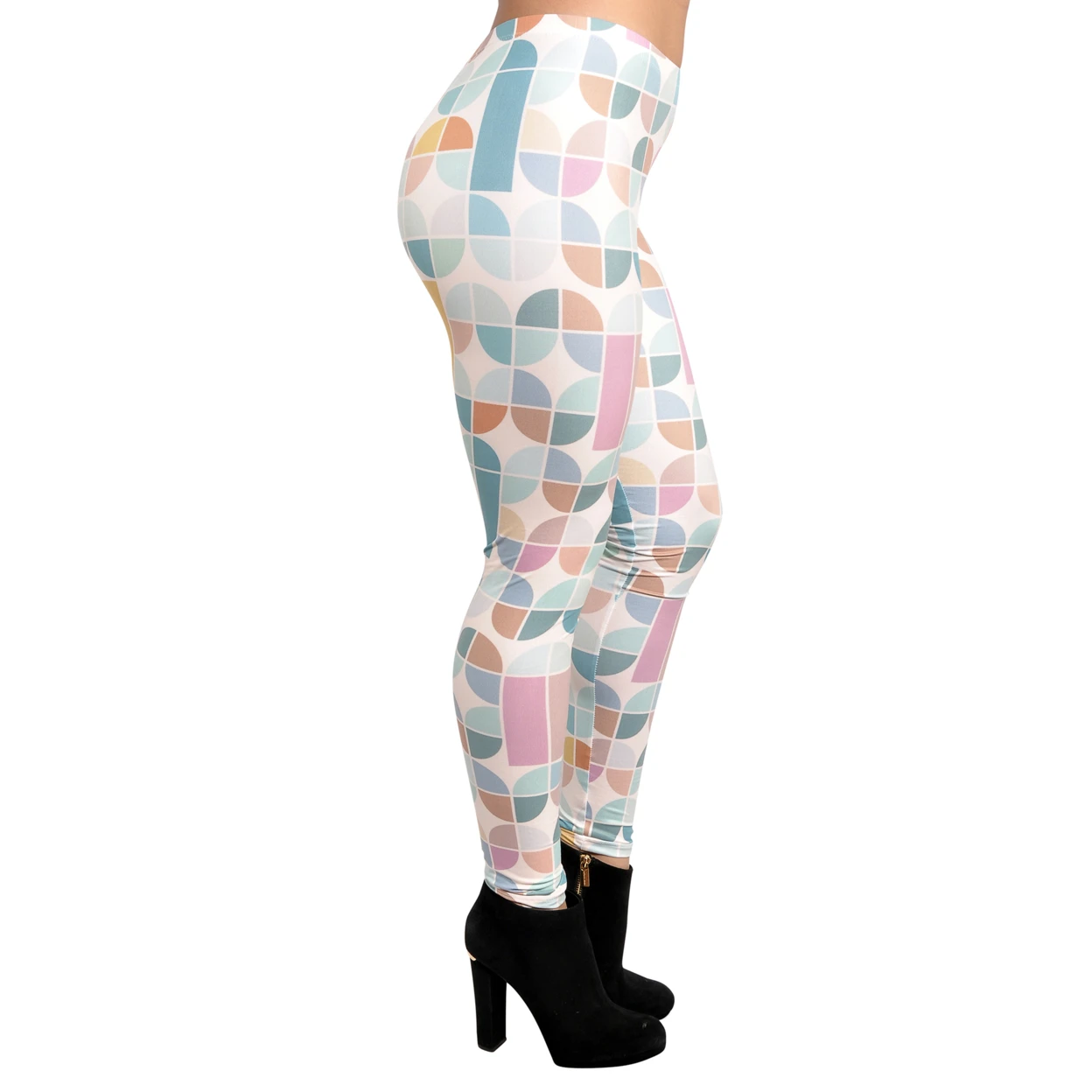 Женские Ретро пастельные леггинсы средней длины белого цвета | Женская одежда