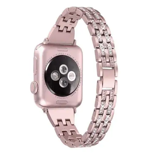 Для Apple Watch iWatch Band 42 мм из нержавеющей стали Женский Блестящий бриллиантовый