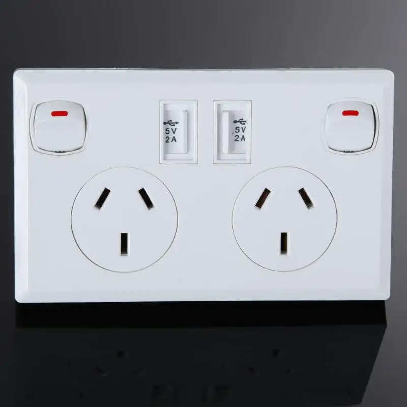Двойной usb зарядное Мощность разъем 250V 10A Стандартный сетевую розетку домашней