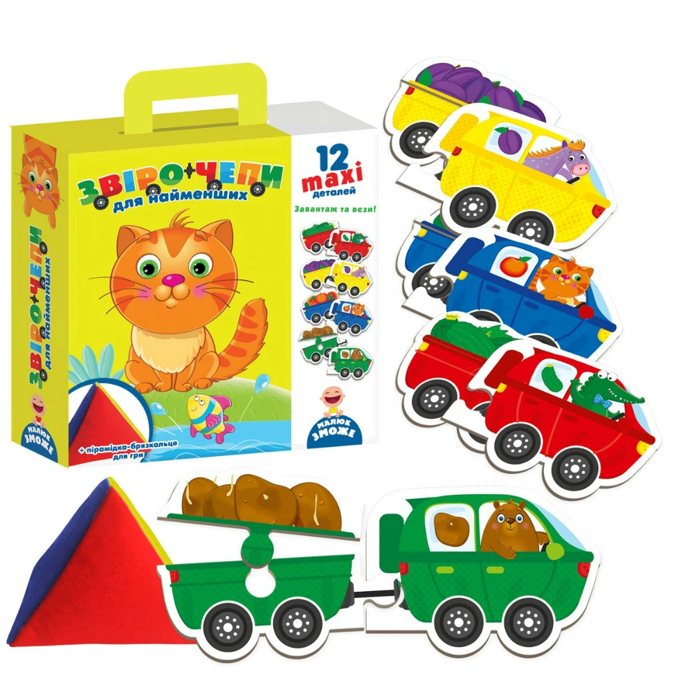 Игра для самых маленьких Vladi Toys &quotЗвероцепы&quot с мягкой пирамидкой|Карточные