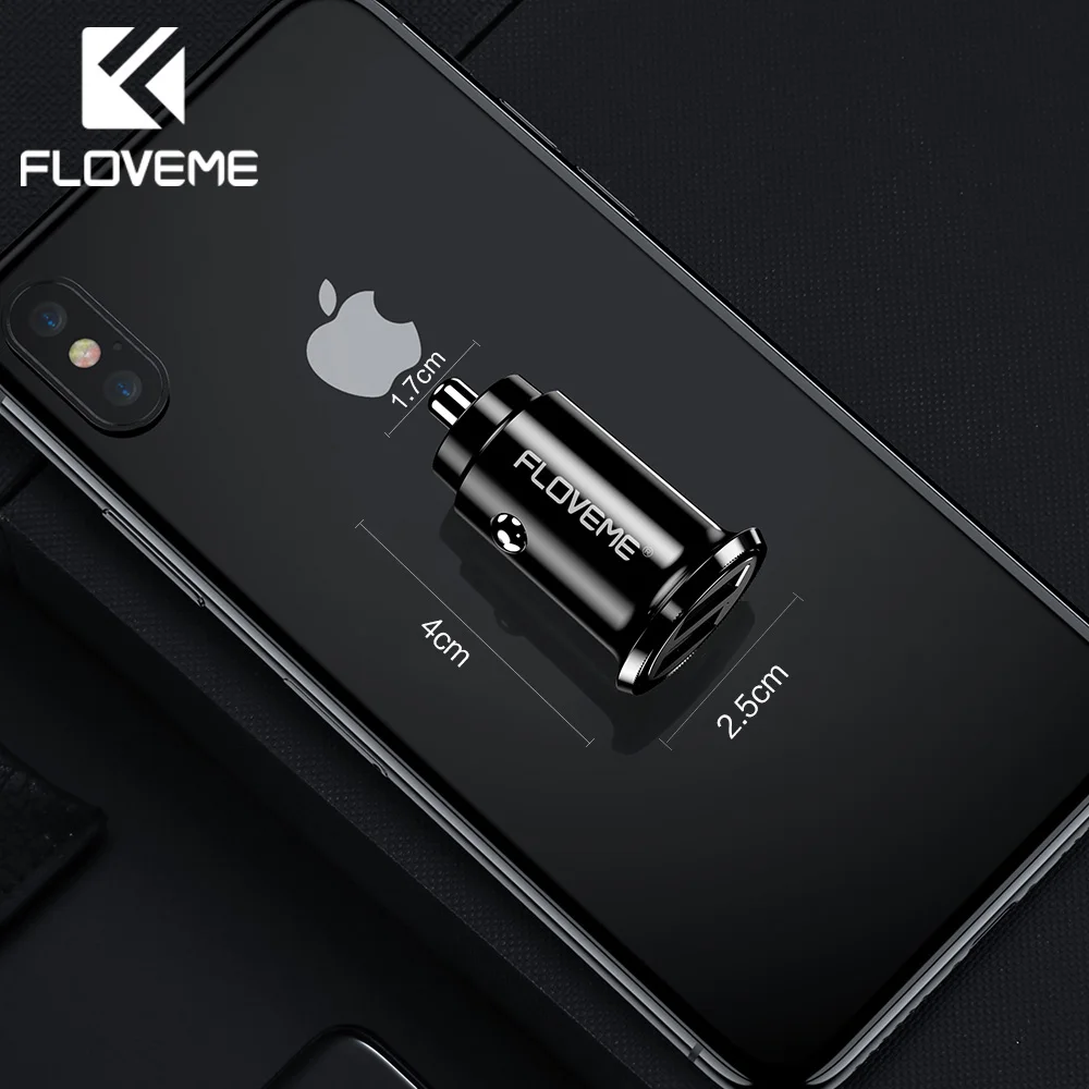 Автомобильное зарядное устройство FLOVEME для iPhone XS 8 Plus 3 1 А супер мини два USB быстрая