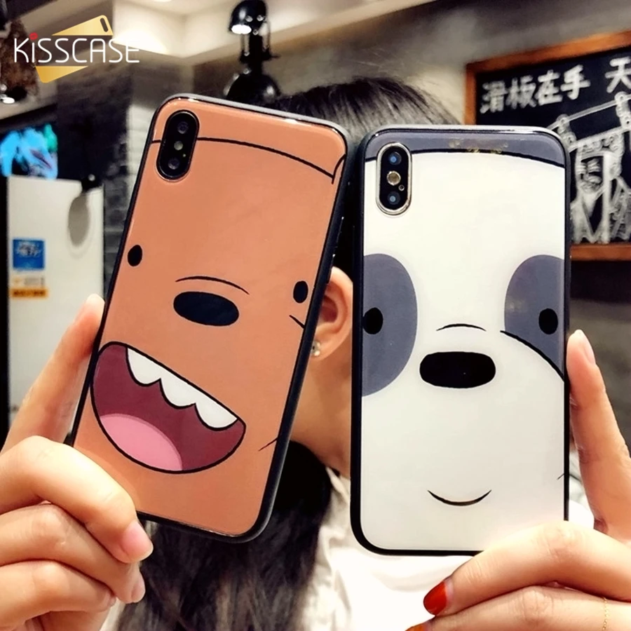Чехол KISSCASE с милым узором для iPhone X 7 8 Plus чехол из закаленного стекла 6 6S полный |