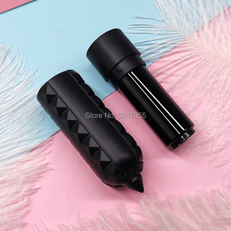 

12.1mm Black Plastic Cosmetic Beauty Lipstick Tube, DIY Handmade Makeup Lip Balm Refillable Container, Lip Rouge Bottle