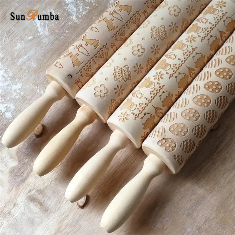 

Пасхальная деревянная скалка для торта, пиццы, печенья