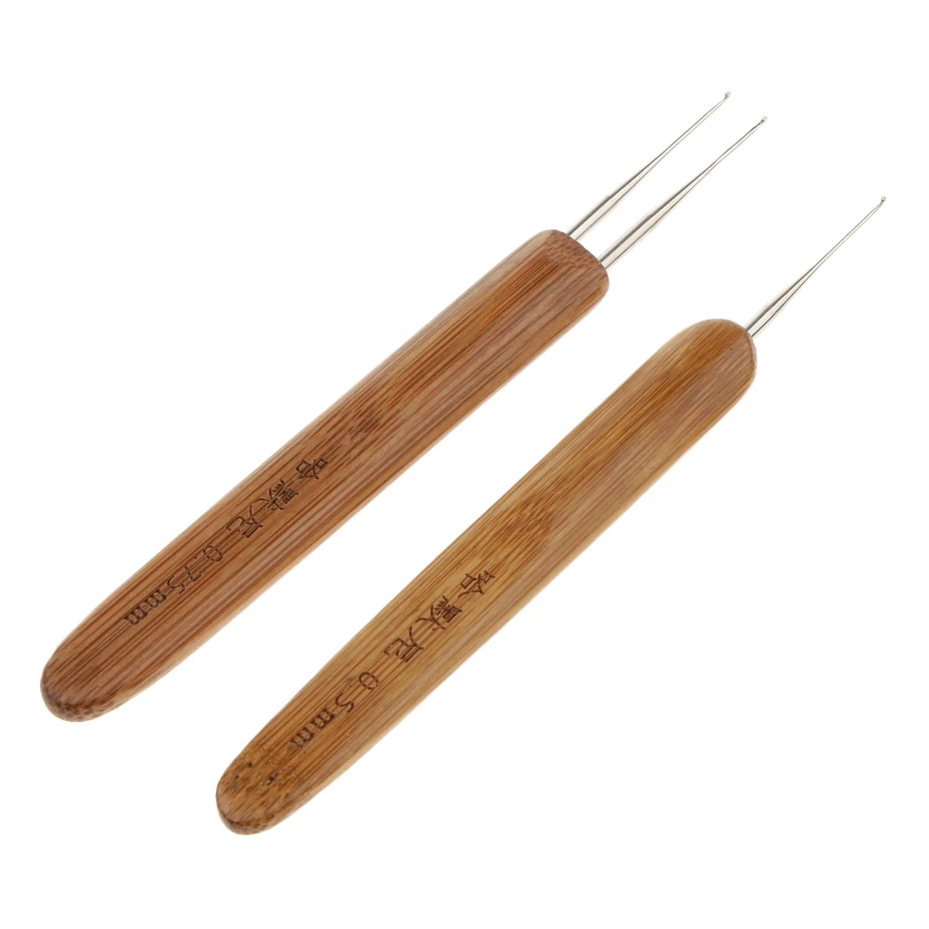 MagiDeal 2 шт. плетение волос крючком бамбуковые иглы набор инструментов для дредлока