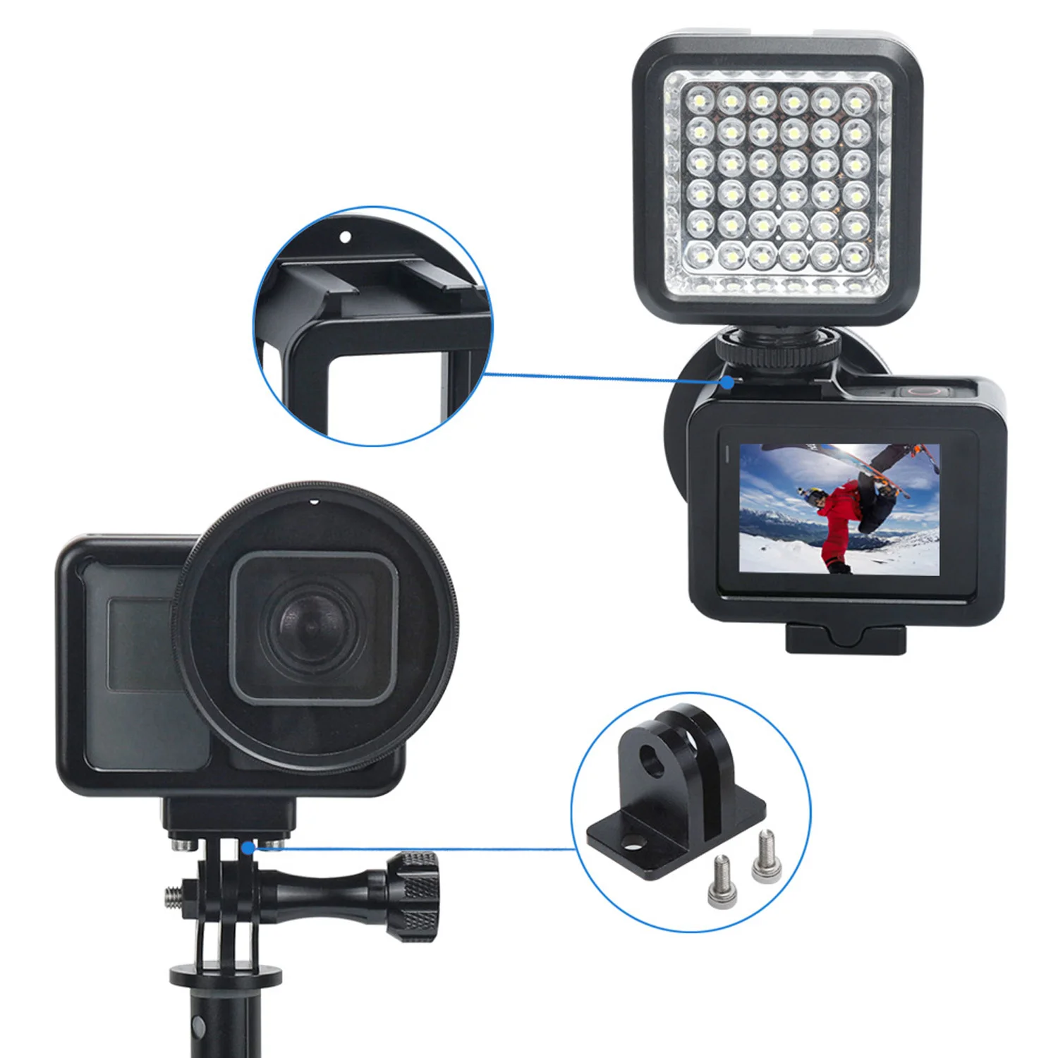 Gosear Hollow-carved Aluminum Alloy Protective Frame Cage Case Shell for Gopro Hero 7 Black 5 6 Sports Action Camera | Электроника