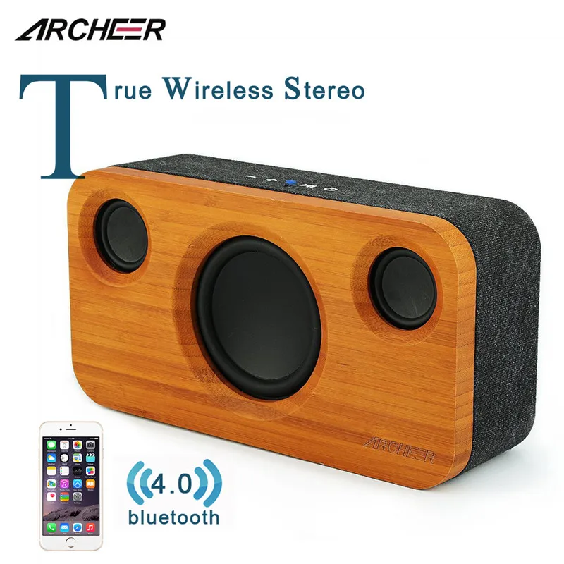 ARCHEER A320s сабвуфер динамик bluetooth бамбуковое дерево супер бас встроенный микрофон 3D