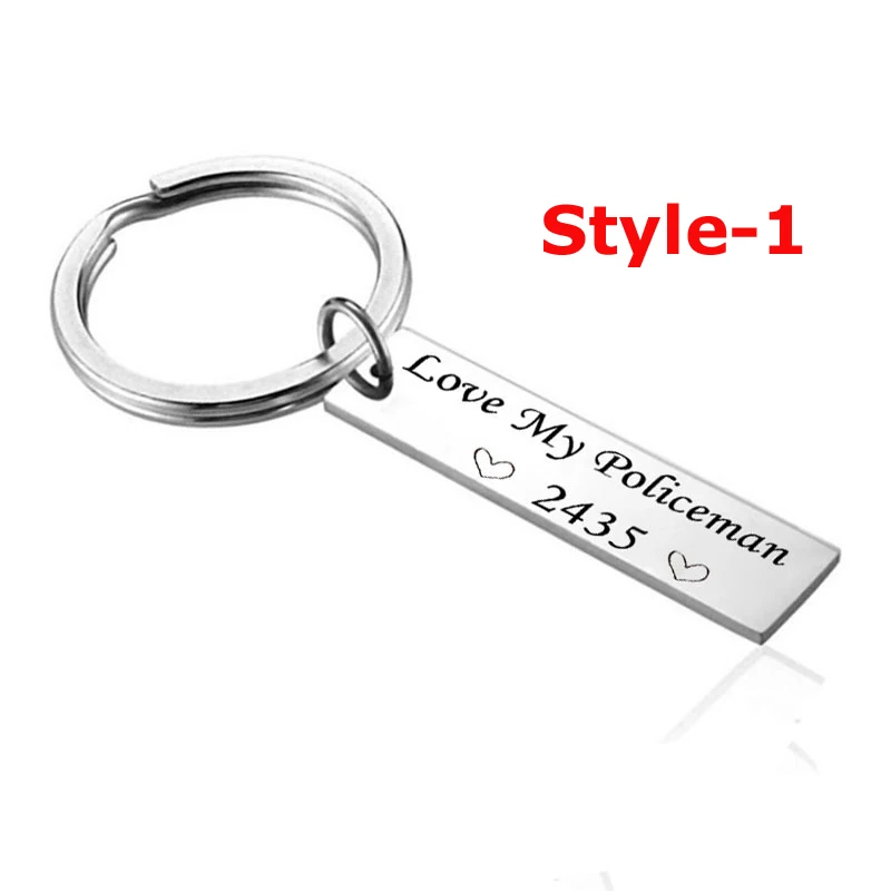 Police Wife Gift - Love My Policeman Officer Key Chain Badge Number Cuffs Hat Stamped Keyring Chains | Украшения и аксессуары
