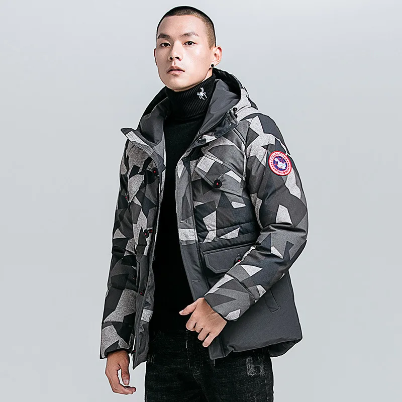 Uniqstore для мужчин s парка зимнее пальто мода камуфляжная толстовка хлопок
