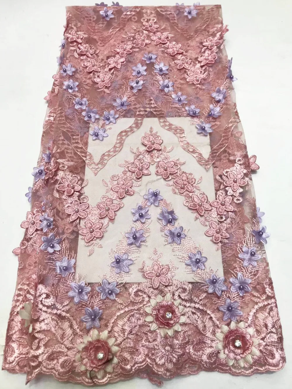 

3D flower lace fabric 2019 high quality french tulle lace grey African applique with beaded embroidered lace trim for wedding