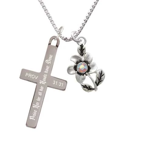 Цветок с кристаллами AB-Похвала ожерелье Her-cross | Украшения и аксессуары