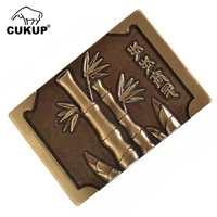 cukup mens new unique design bamboo pattern male chinese styles smooth gold man belt buckles solid brass metal for men brk049