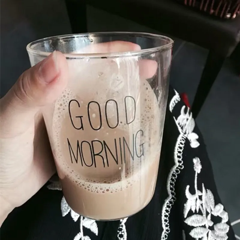 1 Pcs Lovely Glass Breakfast Cup Coffee Tea Milk Yogurt Mug Creative Good Morning Gifts 450ml | Дом и сад