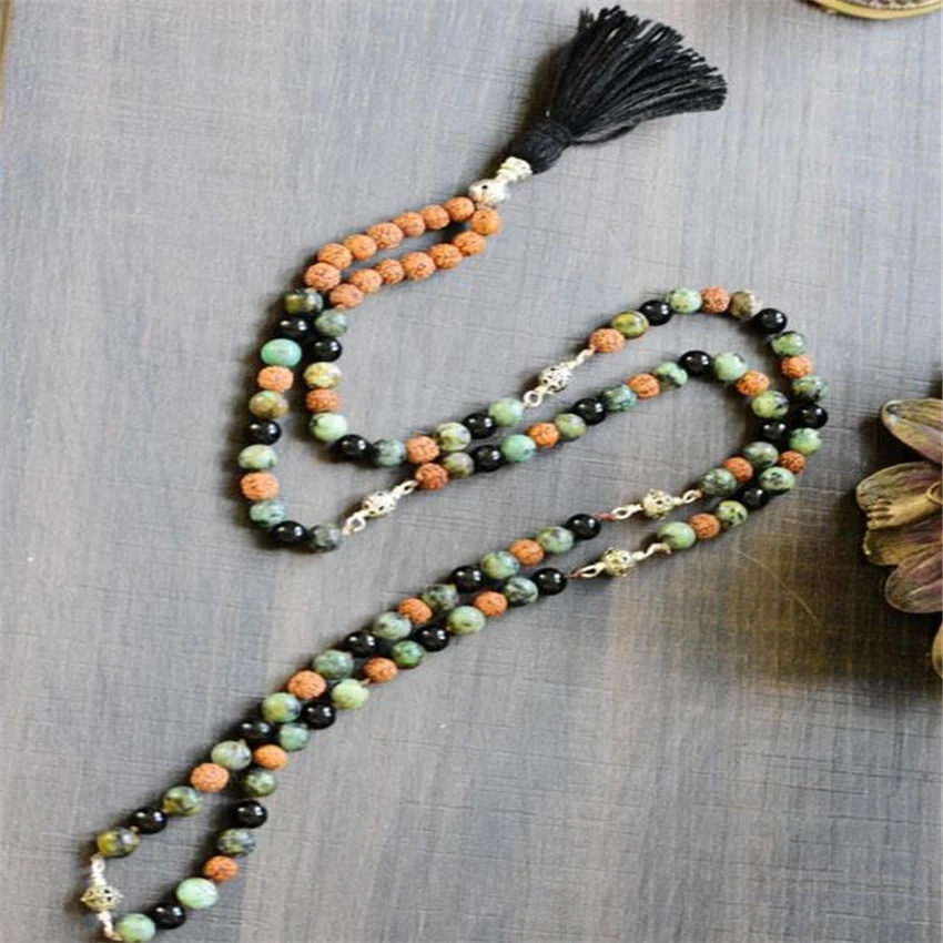 108 8 мм rudraksha Африканское ожерелье завязанный браслет молитва Исцеление Sutra