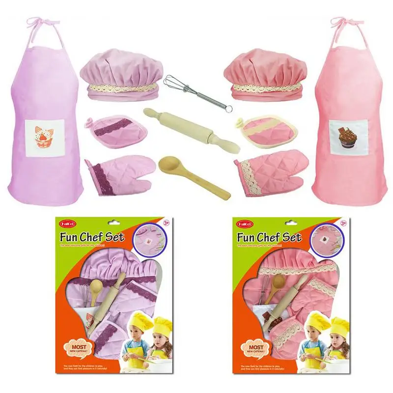 7pcs Kids Kitchen Toy Cooking And Baking Costume Hat Role Play With Family Interest Chef Amazing | Игрушки и хобби