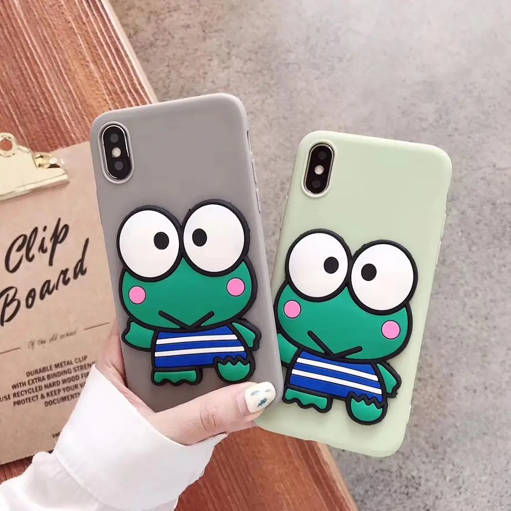 Тонкий матовый мягкий чехол из ТПУ с 3D рисунком лягушки для iPhone 5S SE 7 8 Plus 6 6s X XR XS MAX