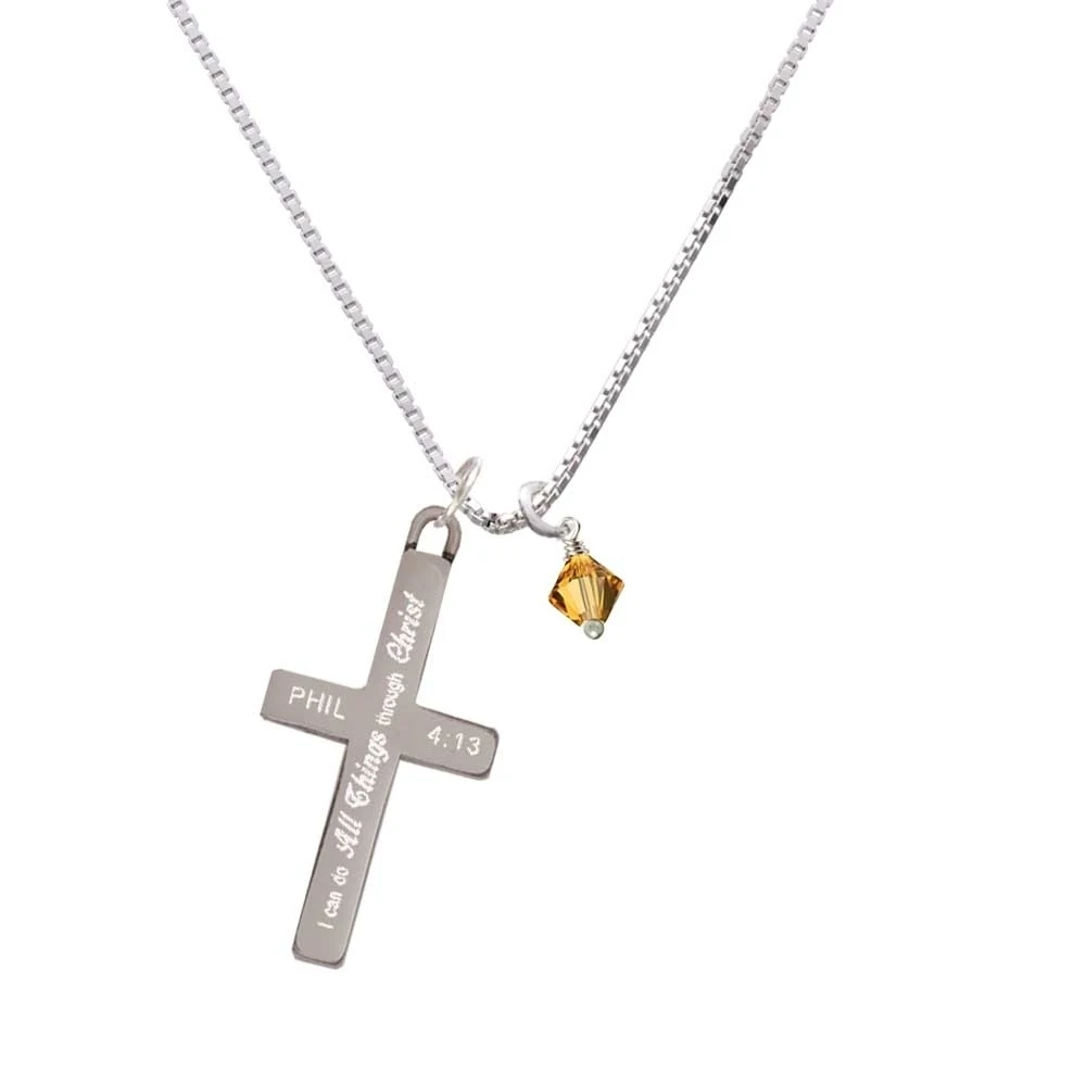 Ноябрь-желтый-6 мм Кристал Бикон-я могу сделать все вещи-крест ожерелье |