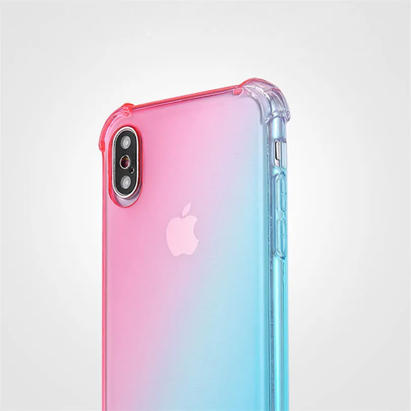 USLION Shockproof Case For iPhone 11 Pro 6s 7 8 Plus Gradient Transparent Soft Cover X XR XS Max TPU Protection |