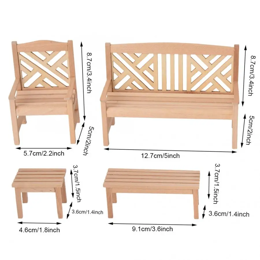 Масштаб 1:12 миниатюрные садовые стулья столы мебель для кукольного домика 4