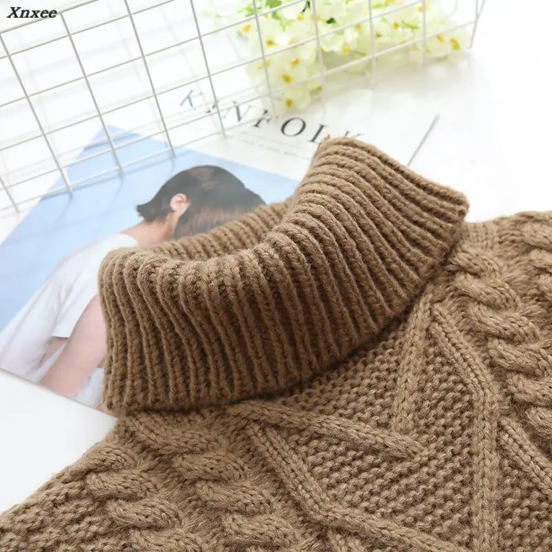 Thickened Sweater Women's Autumn Winter Korean Style Loose Twist Knitted Short Design Pullover Turtleneck Black Brown Female | Женская