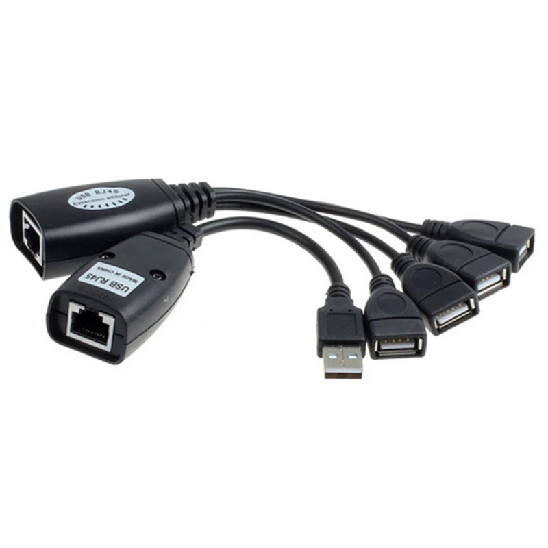 Ethernet RJ45 to 4 USB 2.0 Adapter Extender Over 150ft Network Extension Cable |