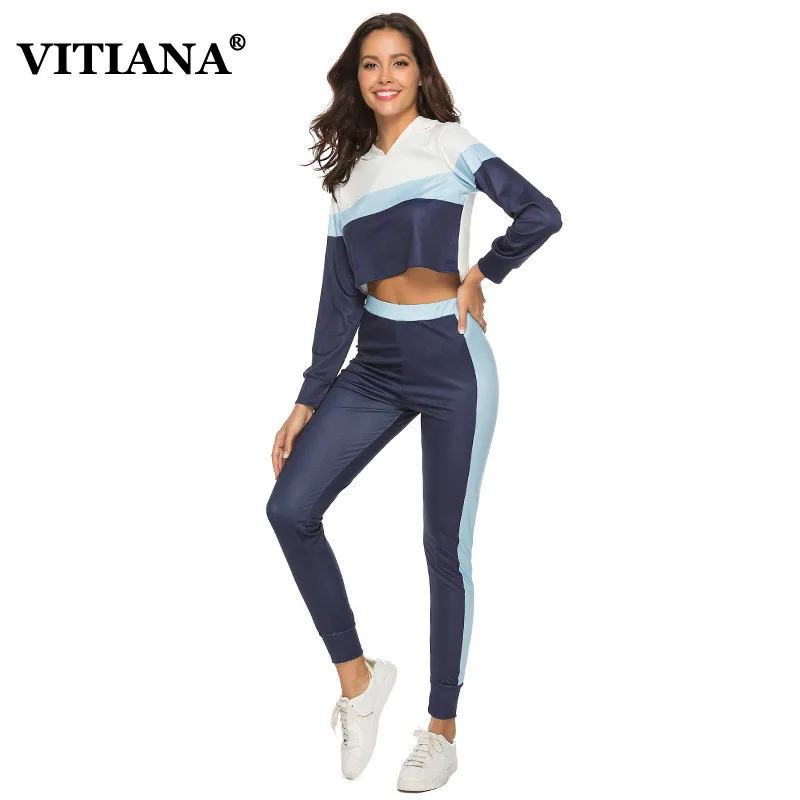 VITIANA женский комплект одежды из 2 предметов укороченный топ с капюшоном и