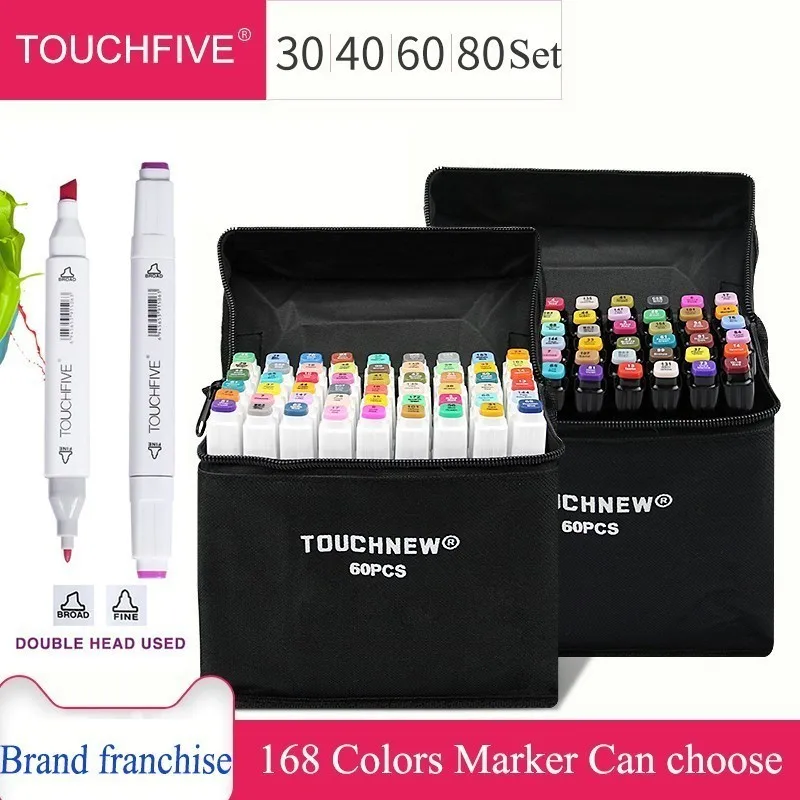 

TOUCHFIVE 30/40/60/80 цветов, художественные маркеры на спиртовой основе, набор ручек для рисования манги, товары для рукоделия